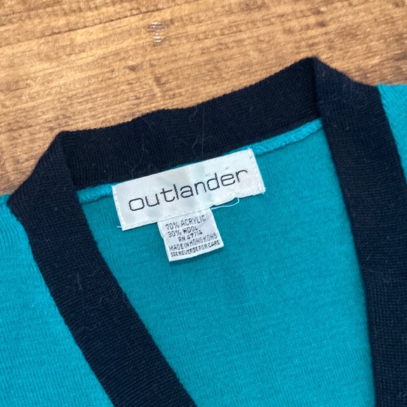 Authentic Original Vintage Style Green Midi Dress with Black Accents - Picture 16 of 16